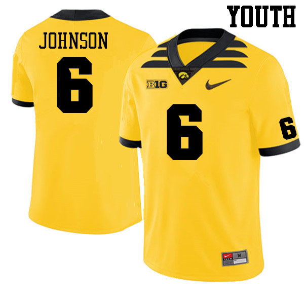 Youth #6 Keagan Johnson Iowa Hawkeyes College Football Jerseys Sale-Gold